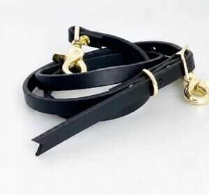 NEW ALEXIS DRAKE unisex 1/2" crossbody strap in black/ gold